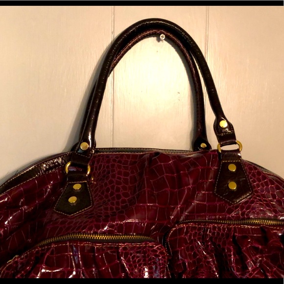 Maroon Faux Leather Duffle Overnight Bag - Picture 4 of 7